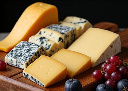 Sélection de fromages français affinés sur un chariot en bois