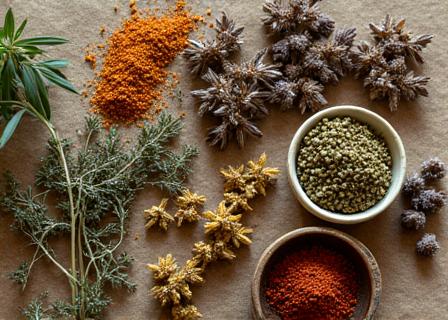 Sacs d'herbes aromatiques et d'épices séchées pour la cuisine